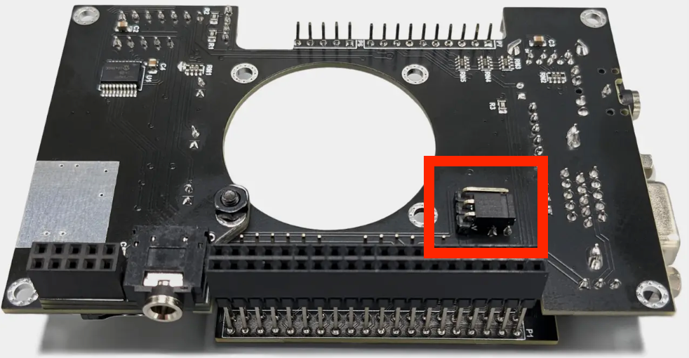 IO Board with the 5v jumper on the bottom side